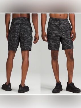 Lululemon Pace Breaker Linerless Short Sz M 9" In Variegated Mesh Camo Black